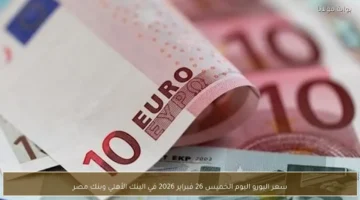 تحديث جديد في سعر اليورو أمام الجنيه داخل البنك الأهلي وبنك مصر اليوم الخميس